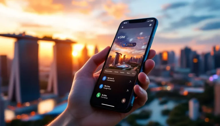 Représenatation de forfait esim singapour