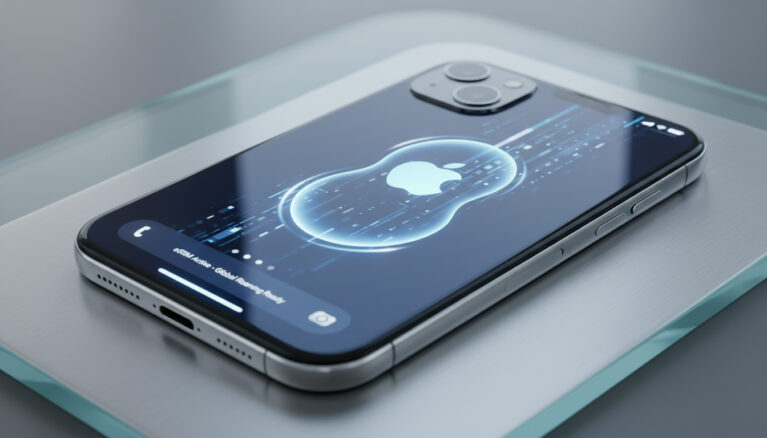 Représenatation de iPhone pliable Apple eSIM