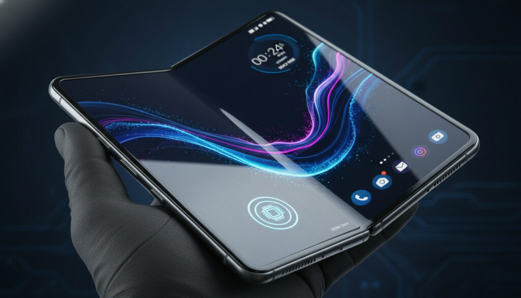 Représenatation de iPhone pliable sans carte SIM