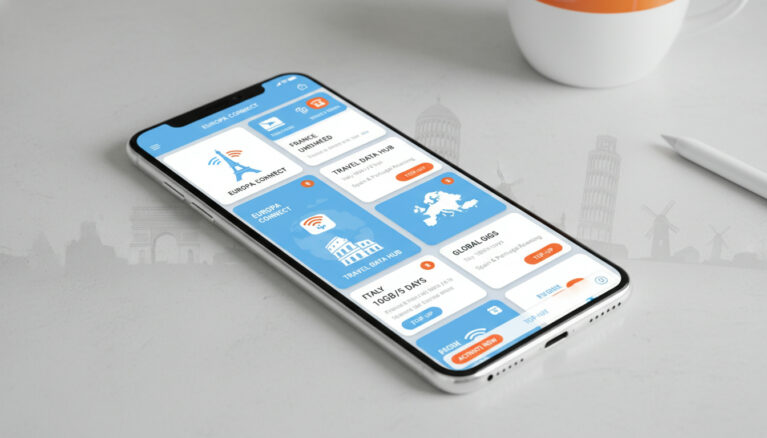 Représenatation de meilleur esim app pour Europe
