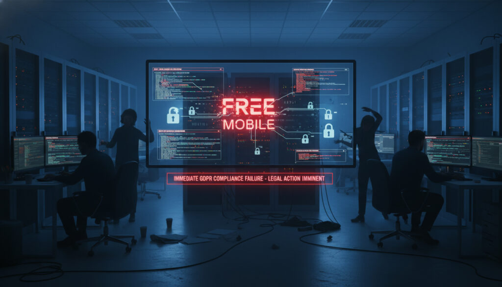 Représenatation de amende CNIL vol données Free Mobile