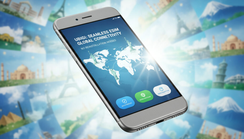 Représenatation de eSIM Ubigi voyager multi-pays