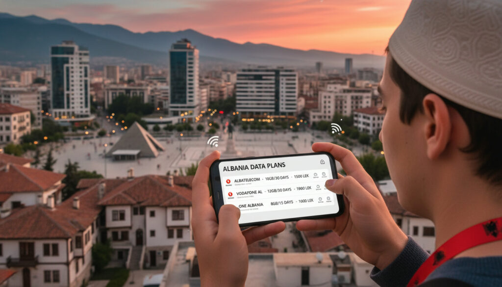 Représenatation de forfait internet albanie