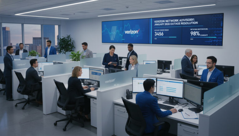 Représenatation de panne réseau Verizon et crédits comptes