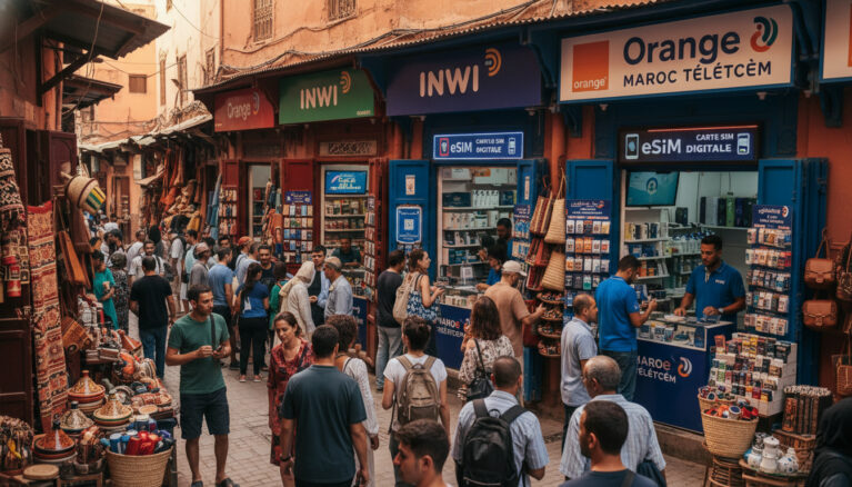 Représenatation de acheter carte carte sim au Maroc ou esim