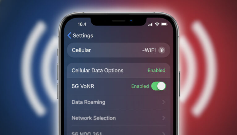 Repr&eacute;senatation de activer appels 5G VoNR iOS 26.4