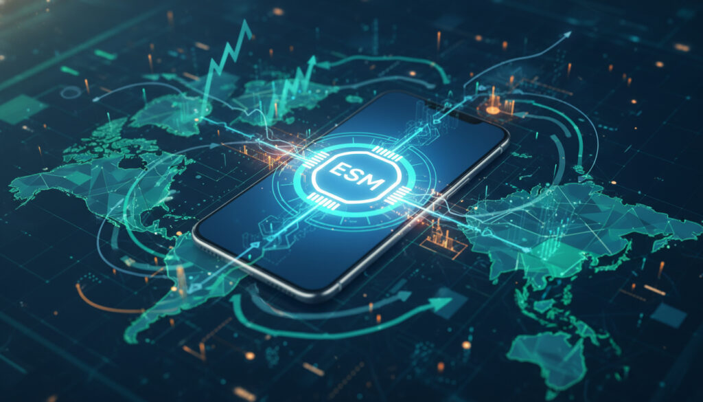 Représenatation de adoption des eSIM en Europe et aux États-Unis