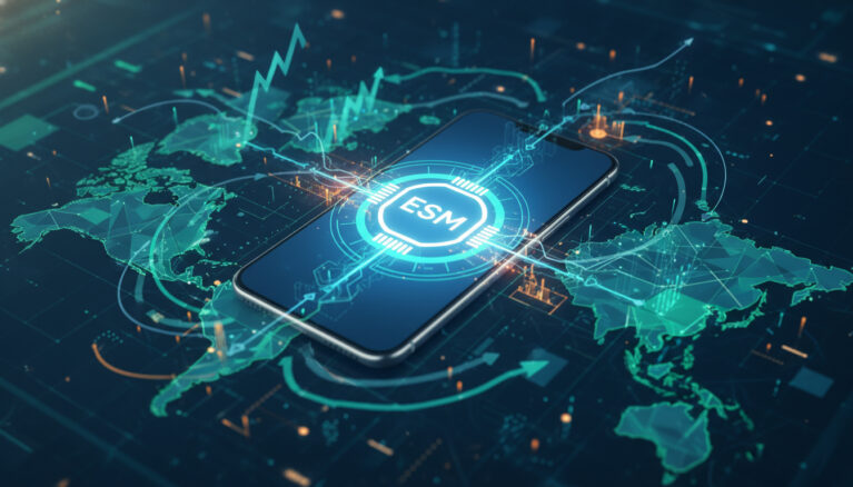 Représenatation de adoption des eSIM en Europe et aux États-Unis