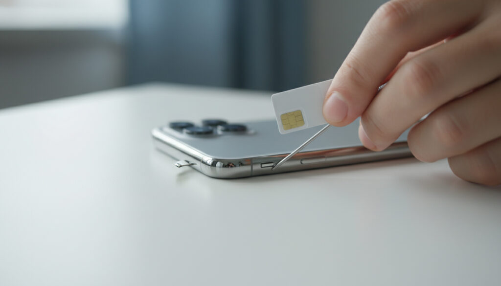 Représenatation de comment changer une carte SIM sur iphone