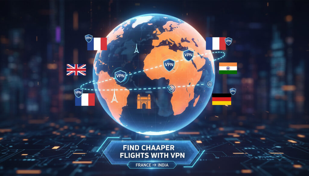 Représenatation de meilleur country vpn pour cheaper flight France Inde