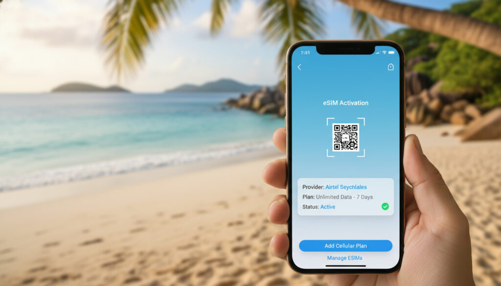 Représenatation de esim Seychelles intégration