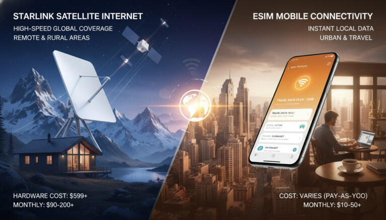 Repr&eacute;senatation de starlink vs carte esim