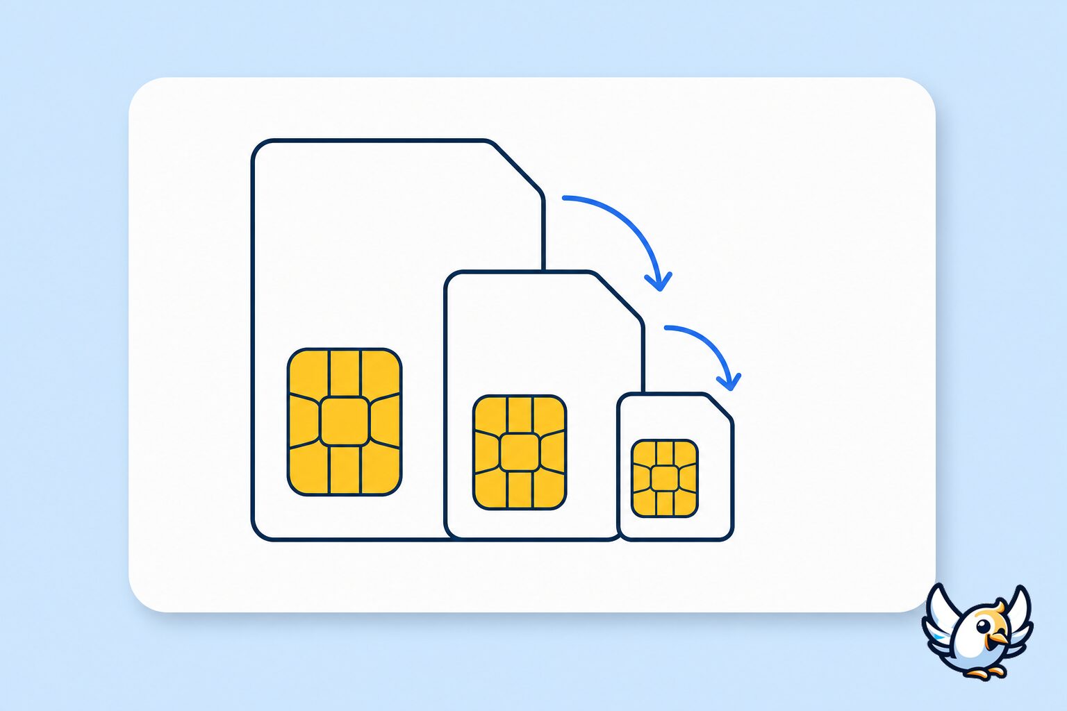 Diagramme comparatif de la taille micro SIM vs nano SIM sans texte