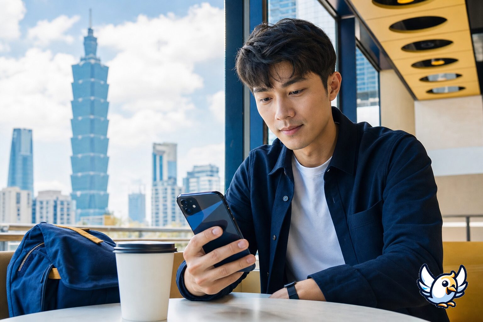 Traveler using a Taiwan eSIM safely on a smartphone in Taipei
