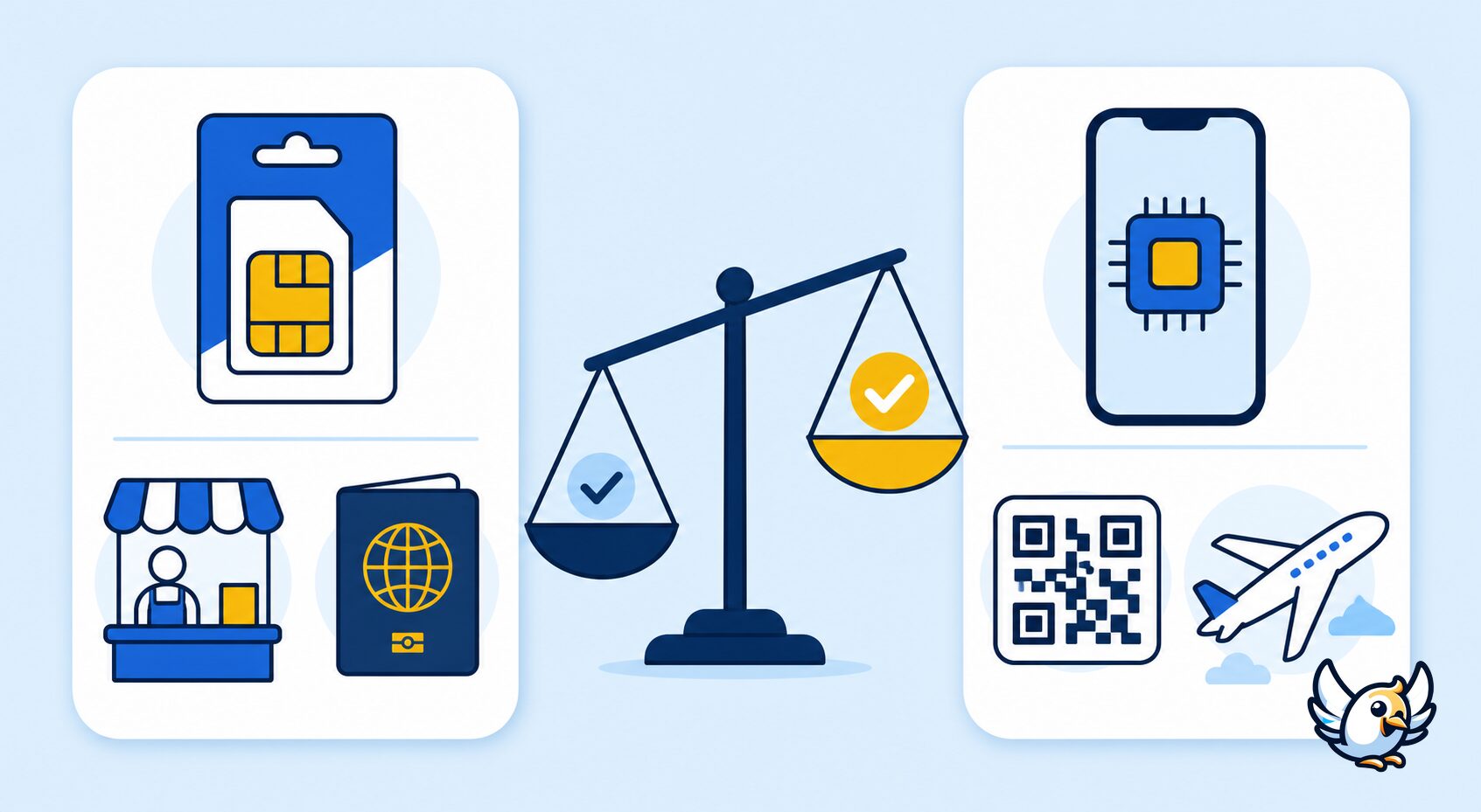Physical SIM versus travel eSIM verification checklist for international travelers