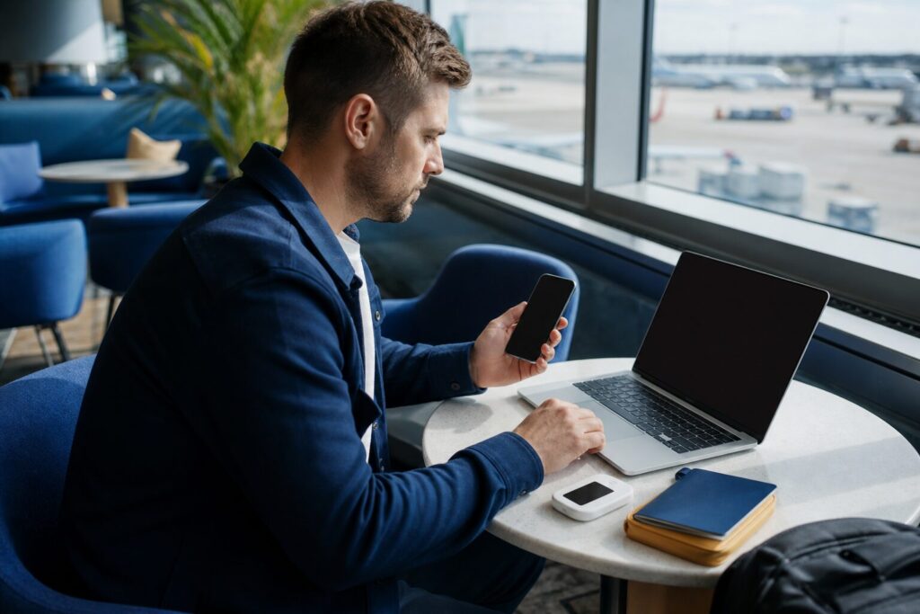 portable wifi for travel with laptop, smartphone and pocket hotspot