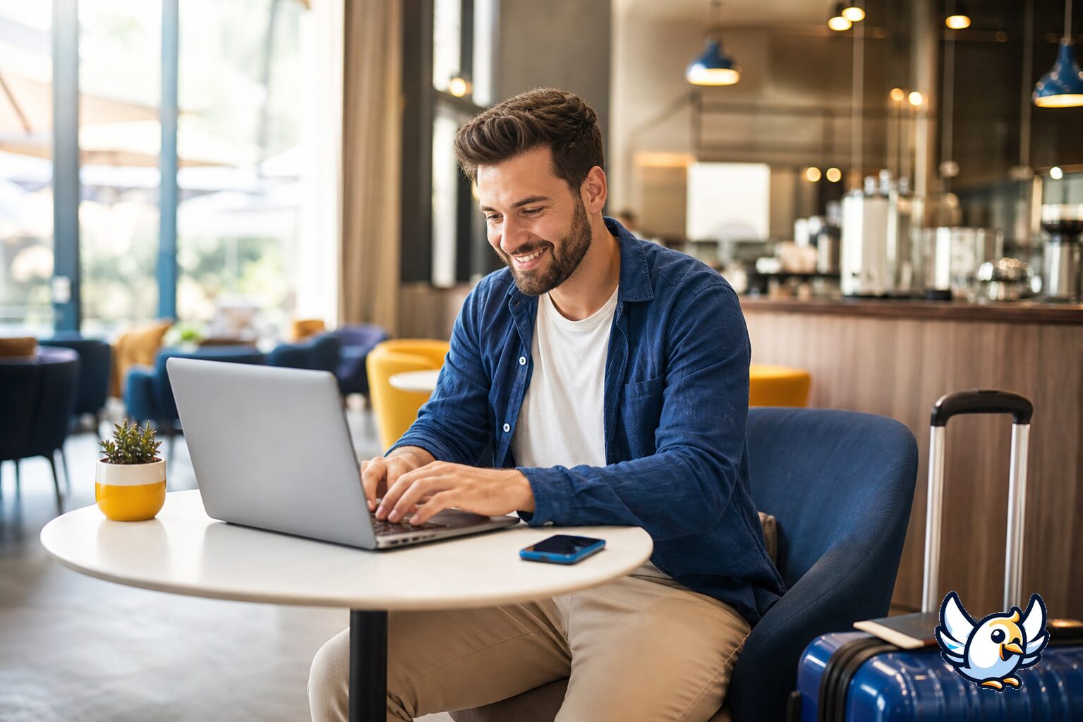 Cestovn&iacute; WiFi: telefon jako hotspot u notebooku v kav&aacute;rně