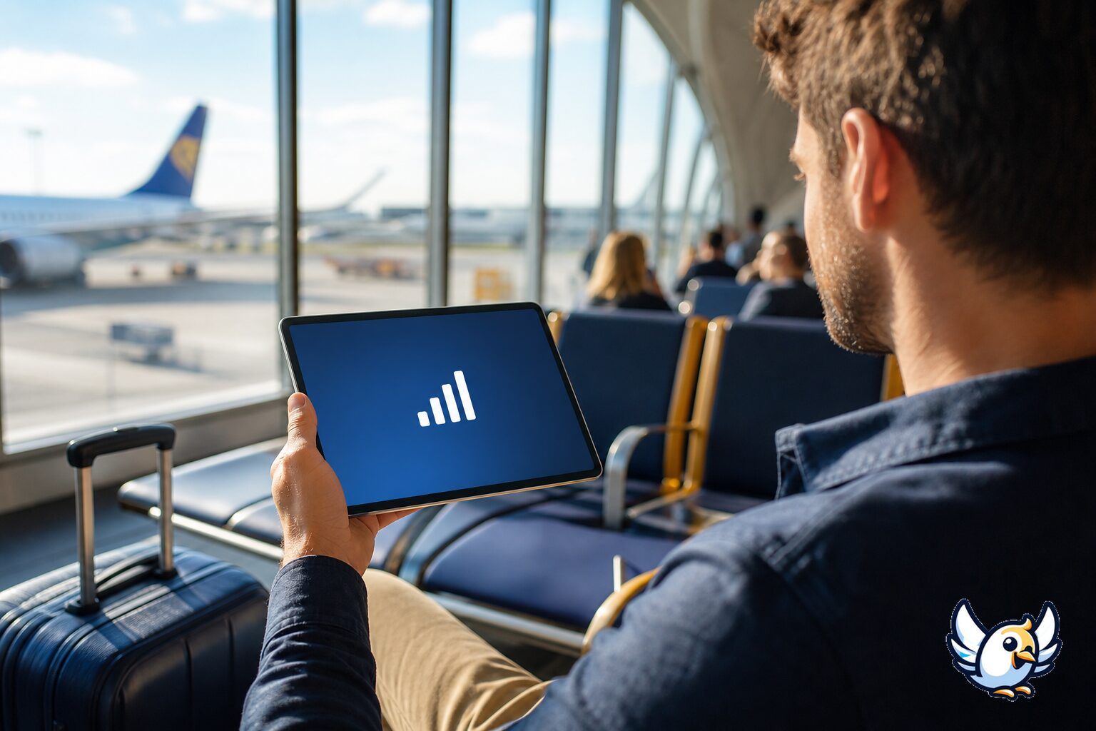 iPad mit aktivem Mobilfunk während einer Reise