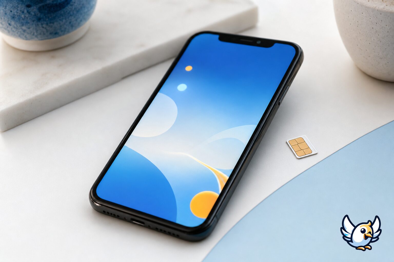 Attivazione eSIM su smartphone accanto a una SIM fisica