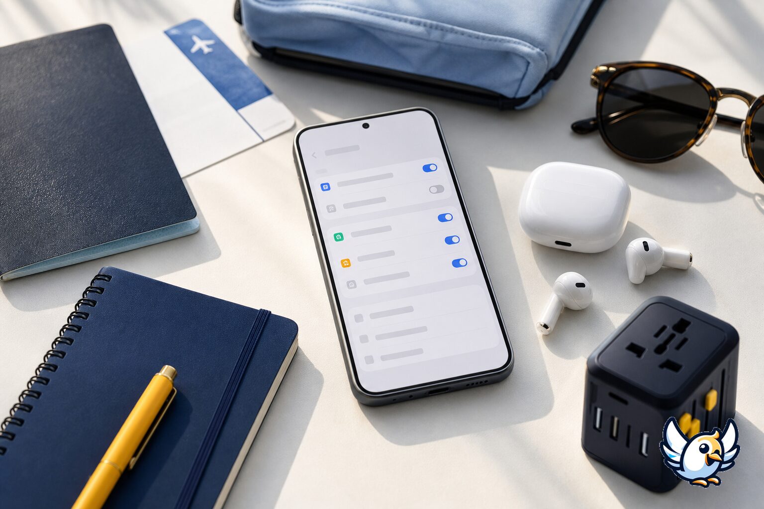 여행 준비 중 Galaxy S25 SIM 관리자 설정 화면