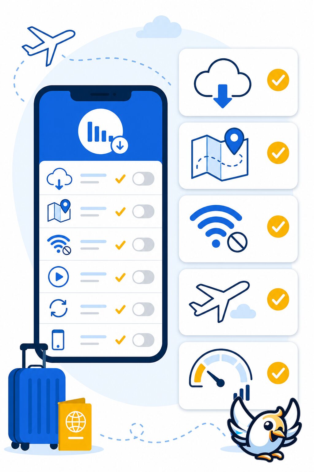 checklist des &eacute;conomies de donn&eacute;es pour faire durer 1 Go plus longtemps en voyage