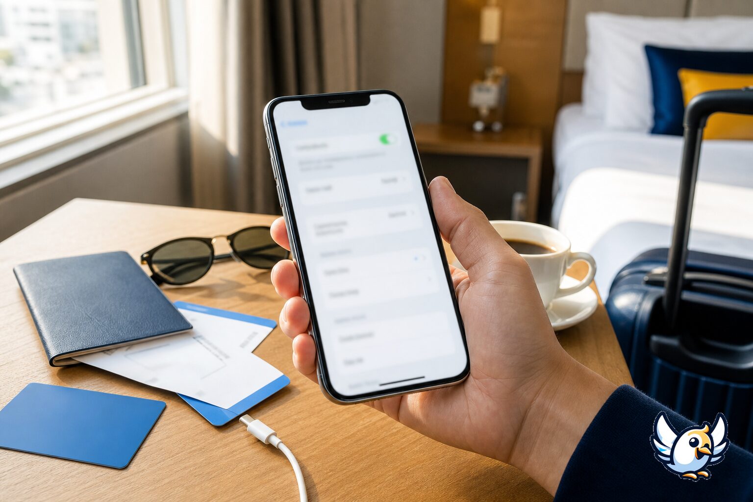 Smartphone eSIM settings for a free travel eSIM trial