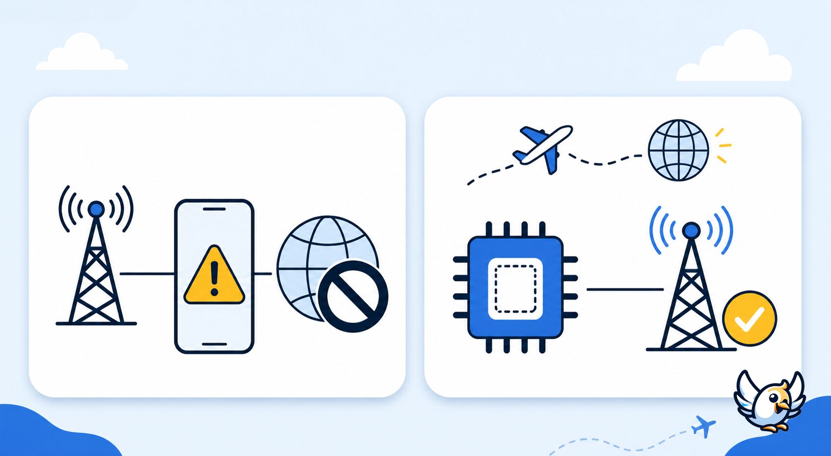 roaming off and travel eSIM alternative explained with icons