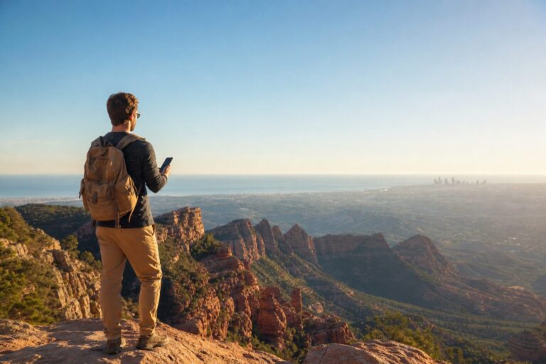 Best places to go in America: traveler planning a connected USA road trip