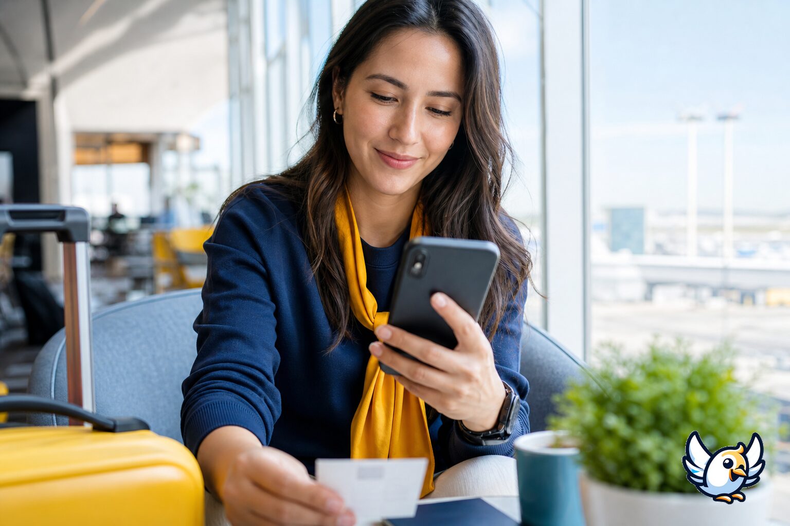 Personne v&eacute;rifiant la compatibilit&eacute; eSIM de son t&eacute;l&eacute;phone avant un QR code