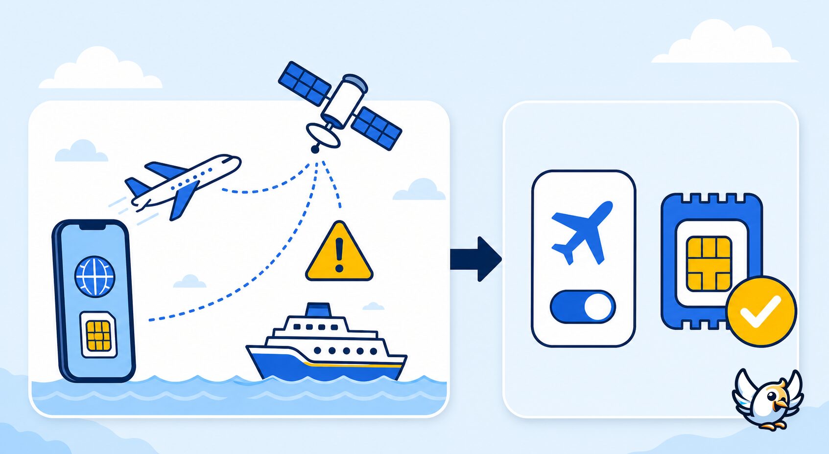 Schema pentru evitarea costurilor de roaming pe avion și feribot