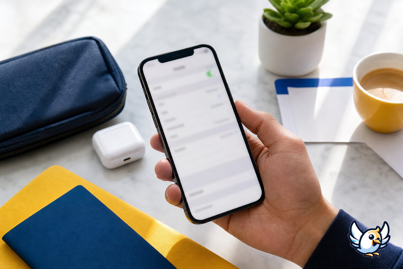Smartphone mit eSIM-Einstellungen in einer Mobilfunk-App