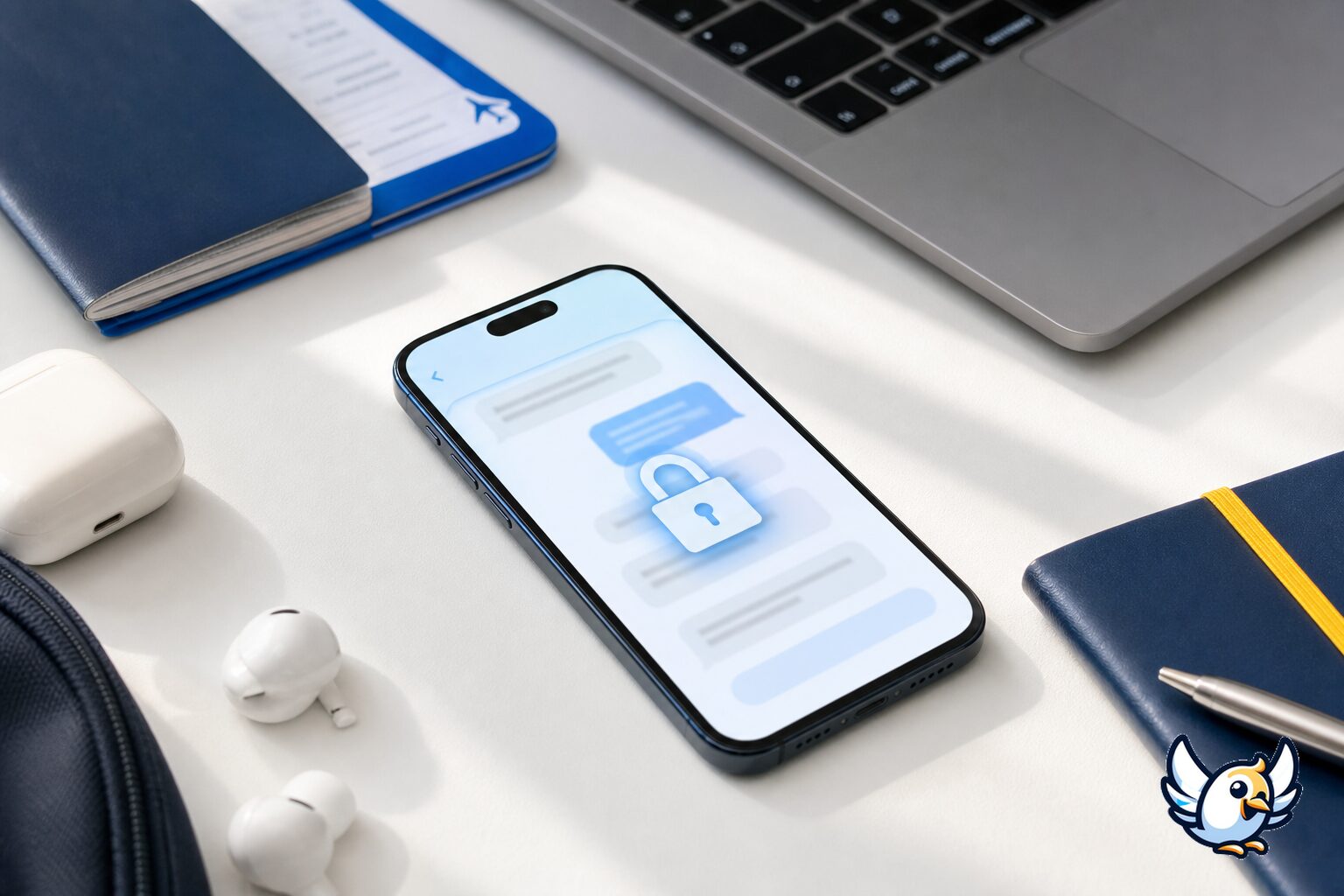 Telefon cu lacăt digital și verificare SMS pe un birou sigur