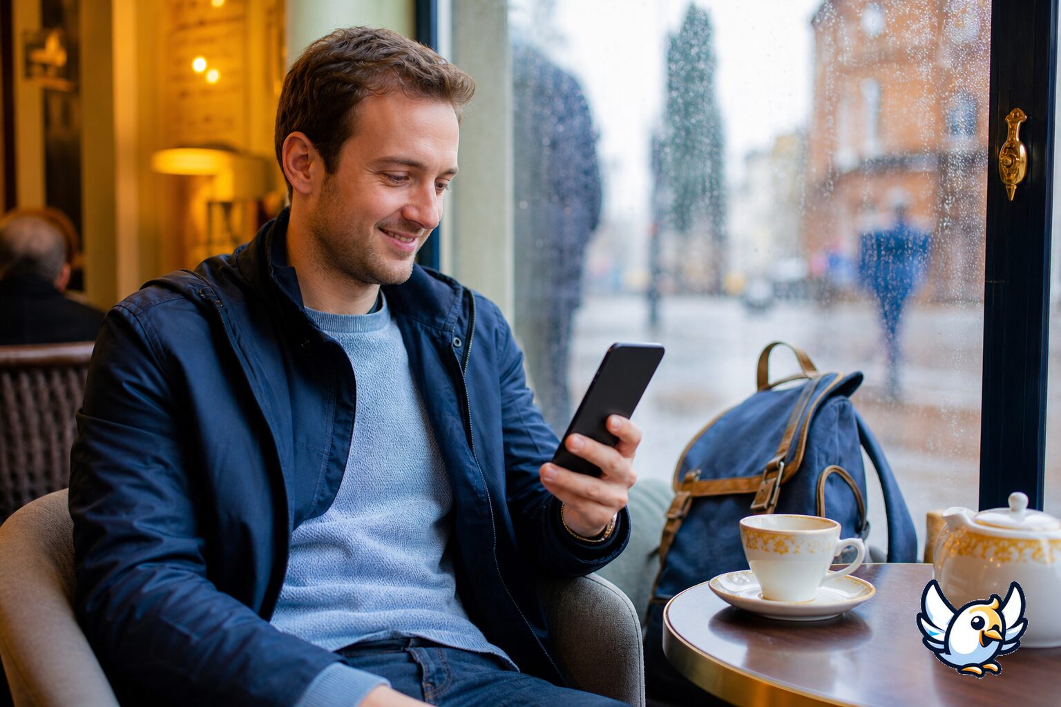 Touriste utilisant des donn&eacute;es mobiles en Angleterre avec une carte SIM pr&eacute;pay&eacute;e ou eSIM