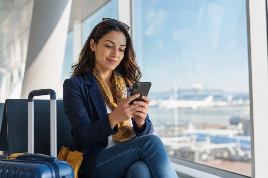 4G in viaggio: smartphone connesso in aeroporto per usare internet all’estero