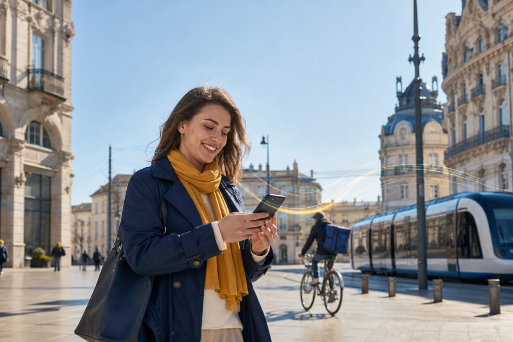 5G para viajar: pessoa usando internet móvel rápida no smartphone