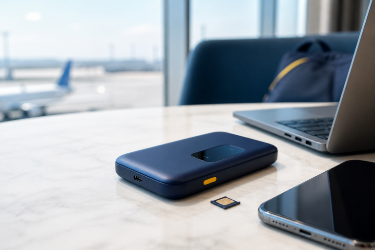 5G router with SIM card slot for travel internet setup