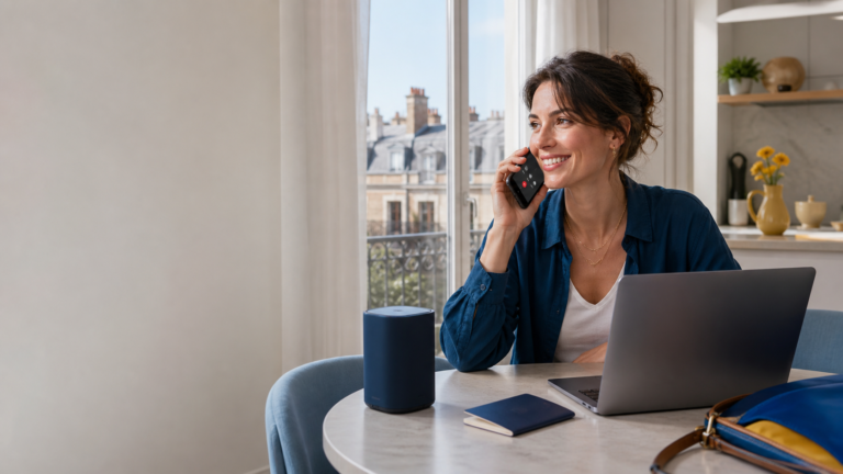appels wifi : voyageuse utilisant son smartphone en Wi-Fi à l’étranger