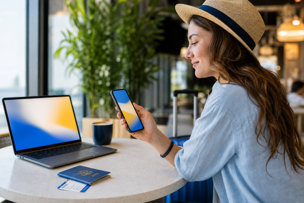 cell phone plans comparison on a smartphone before choosing mobile data for travel