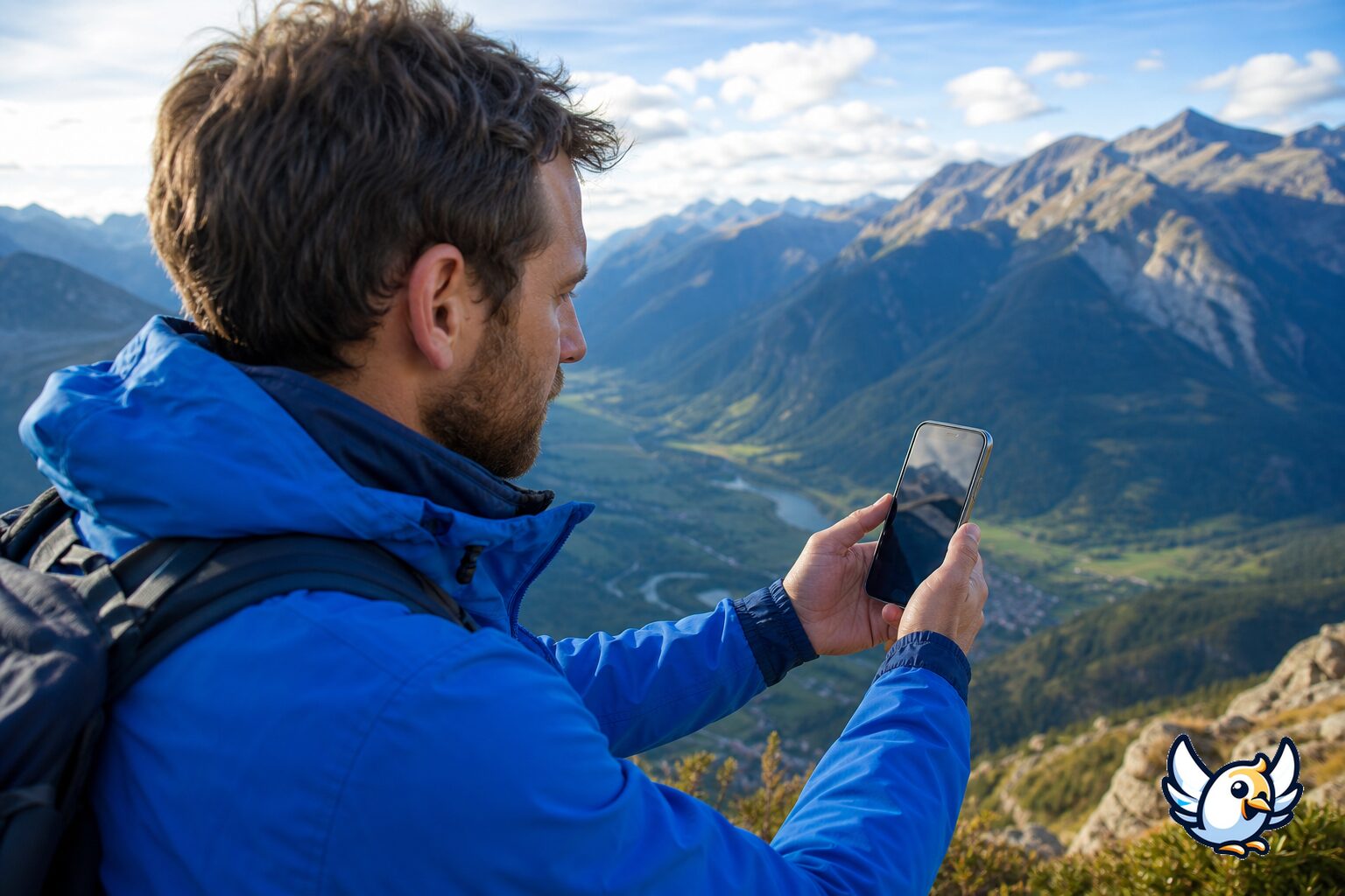 iPhone 18 Pro Max con conexión satelital en una zona de montaña sin cobertura móvil