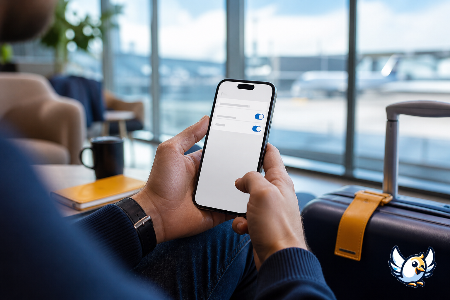 iPhone з двома активними SIM-лініями в руках мандрівника