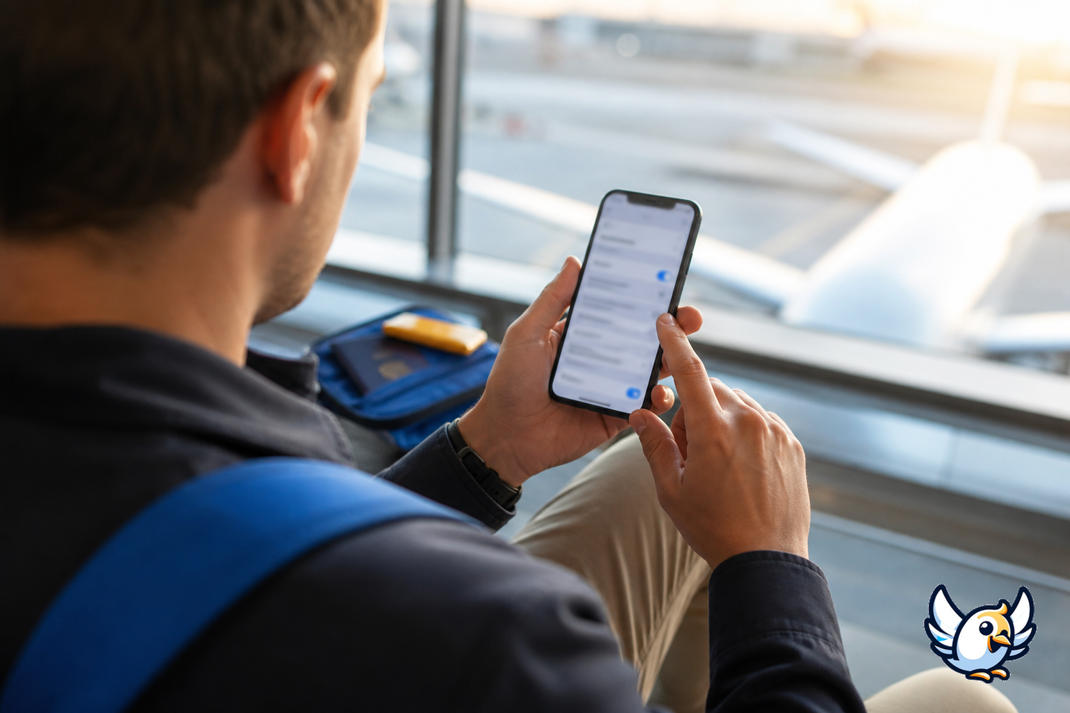Persona revisando la configuración eSIM en un iPhone 12 antes de instalar un plan móvil