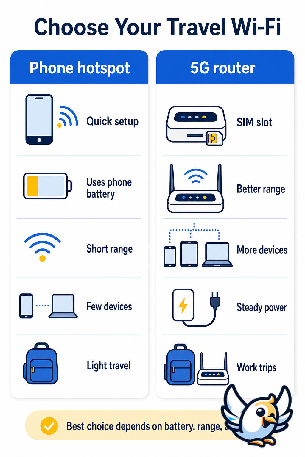 Phone hotspot versus 5G router with SIM card slot comparison