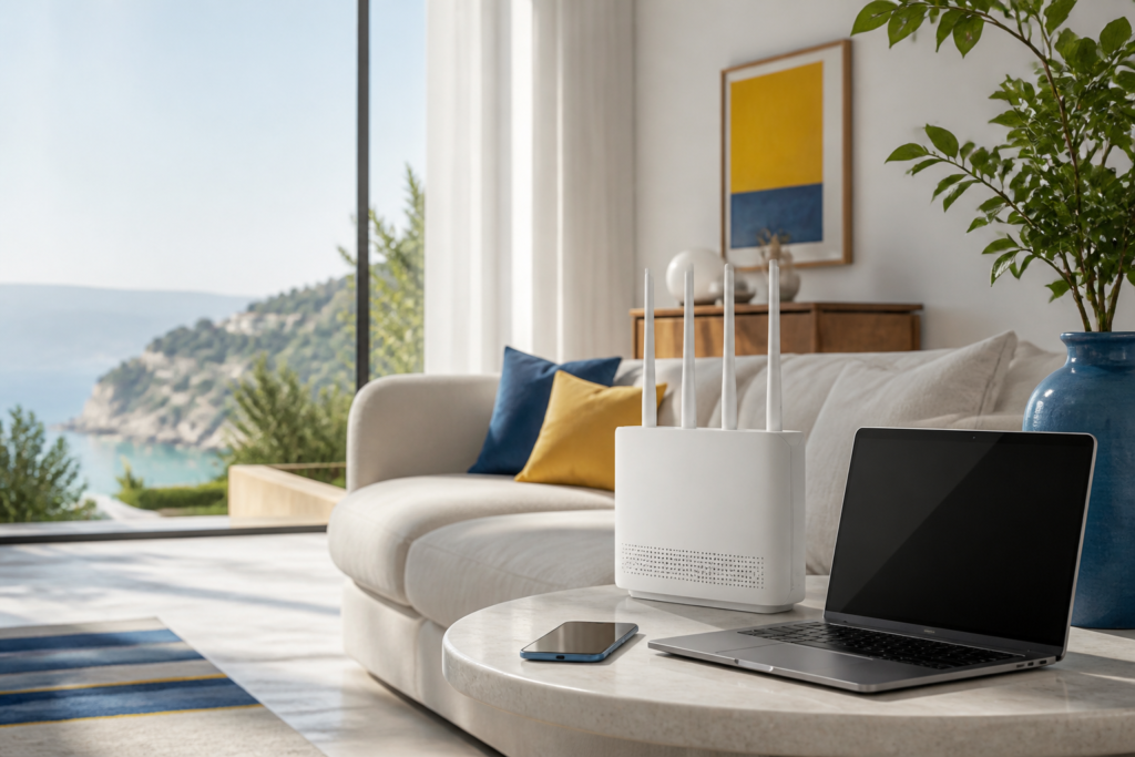 router 5G con SIM in una casa italiana moderna