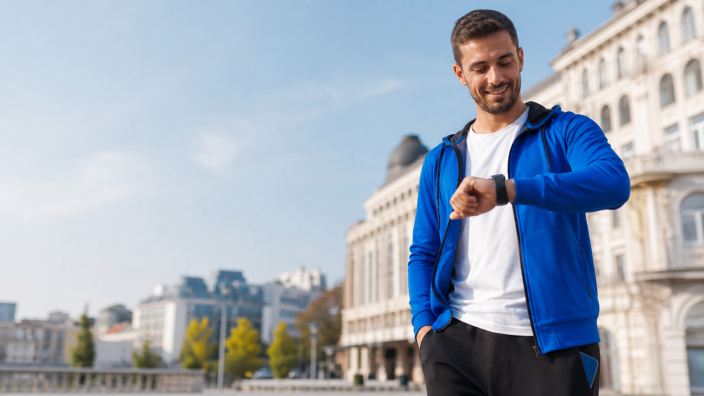 smartwatch con SIM: persona con orologio LTE connesso senza telefono in mano