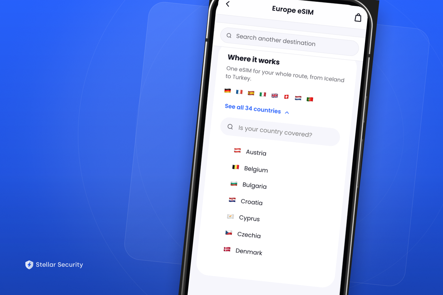 Map showing Stellar eSIM coverage across its travel destinations