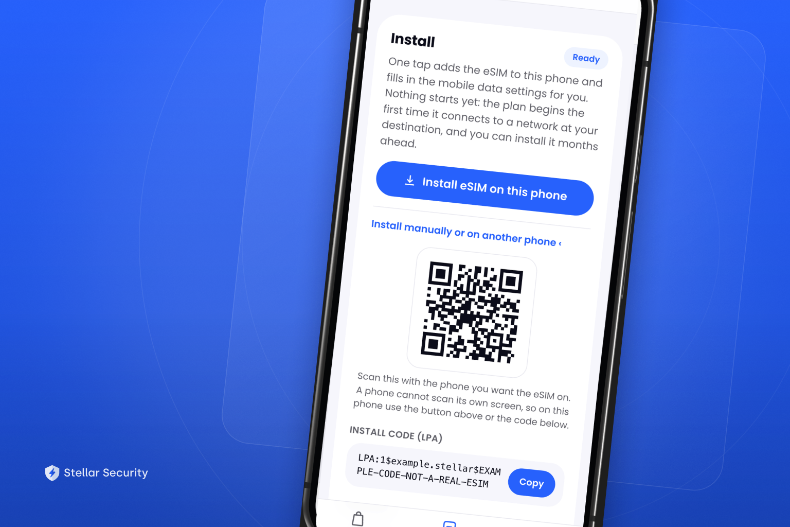Scanning a QR code to activate the Stellar eSIM plan