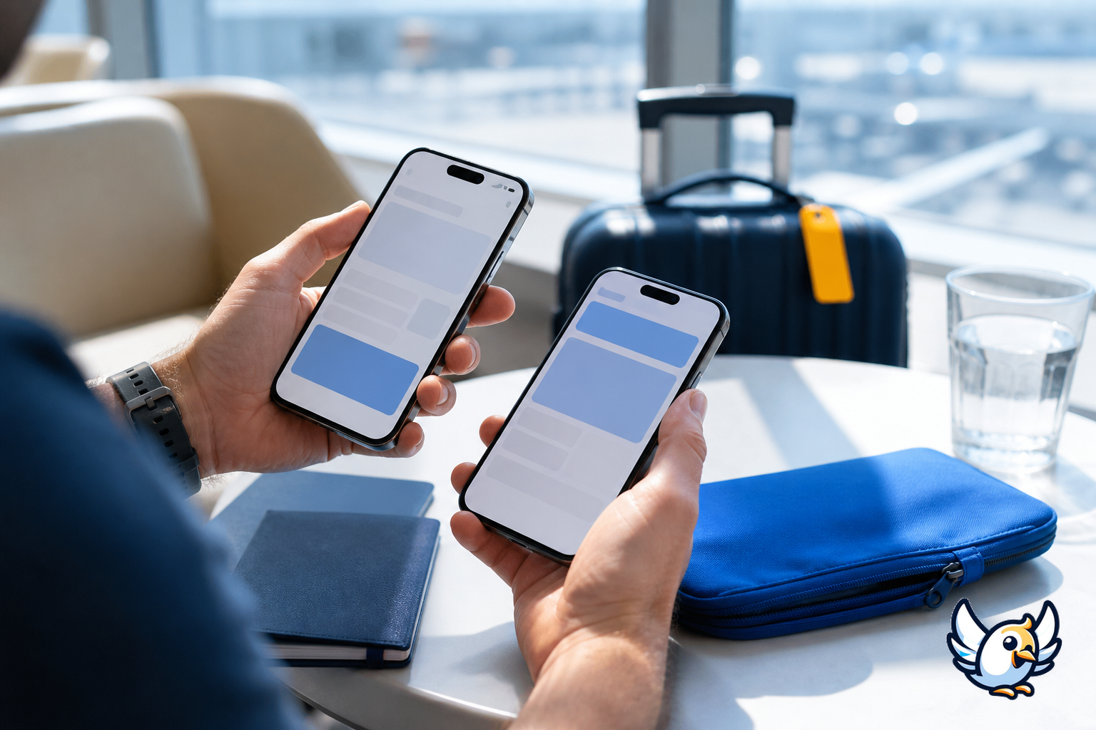 Traveler checking eSIM compatibility before switching phones