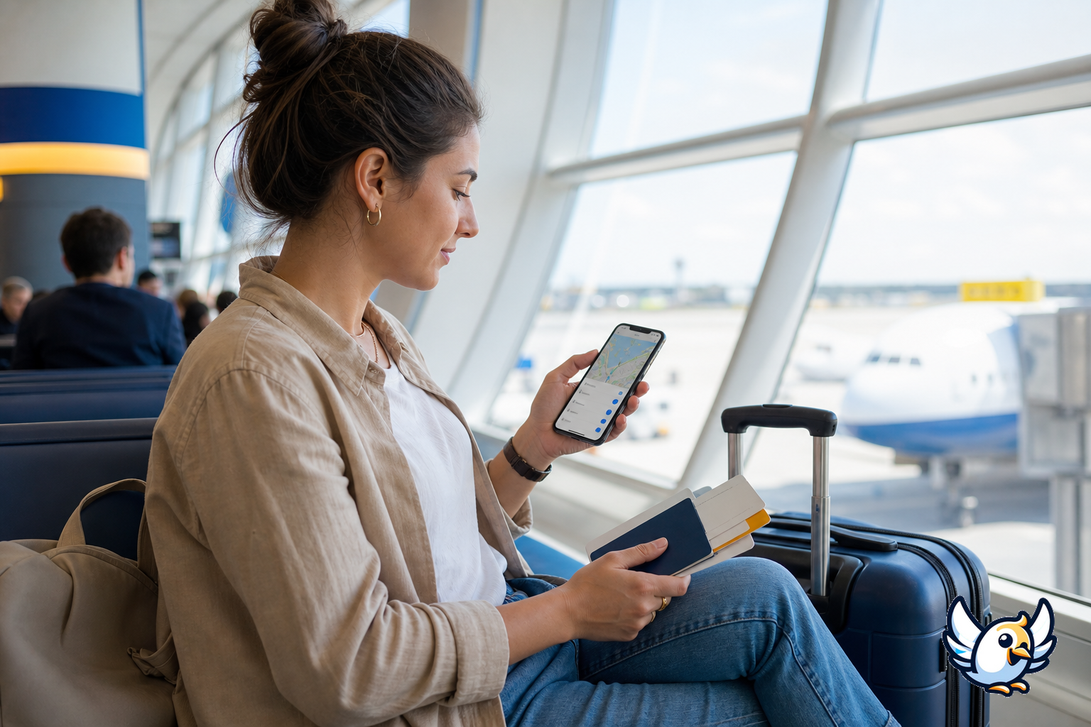 Traveller checking roaming settings before an international trip