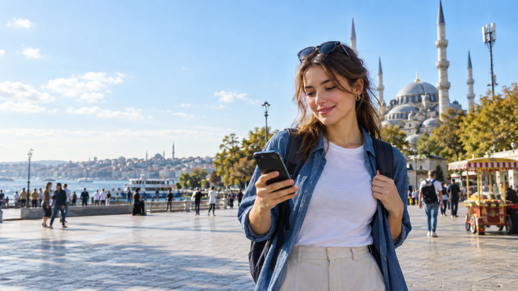 4G bağlantısı kullanan akıllı telefon ve şehirde mobil internet deneyimi