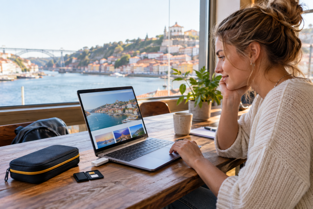 4G dongle aangesloten op een laptop voor mobiel internet